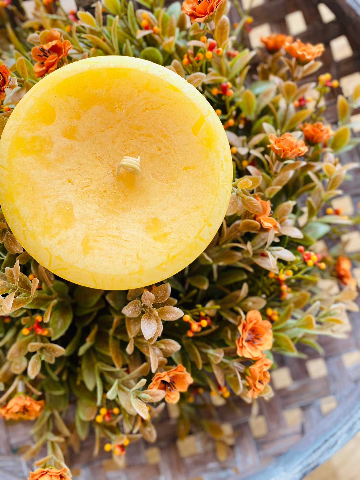 Autumn Rosette Candle Ring | Pumpkin | 11"

This collection features small, colorful rosettes peppered throughout a bed of lush greenery with little berry-like orbs.

11" | 6" Inner