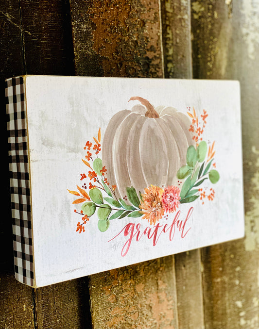 Box Sign - Grateful Pumpkin