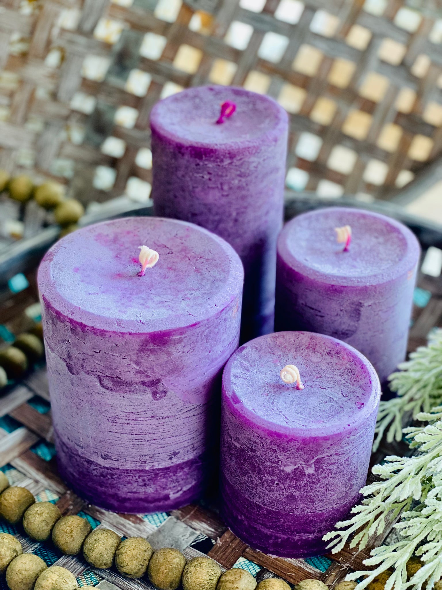 LILAC  (scented) Pillar Candles -  5 SIZES