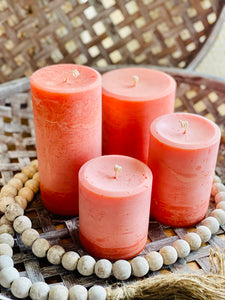 TAROCCO ORANGE (scented) Pillar Candles -  5 SIZES