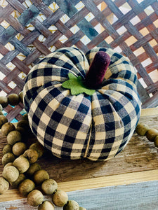 Stuffed Pumpkin  6" X 4" Heritage House Black