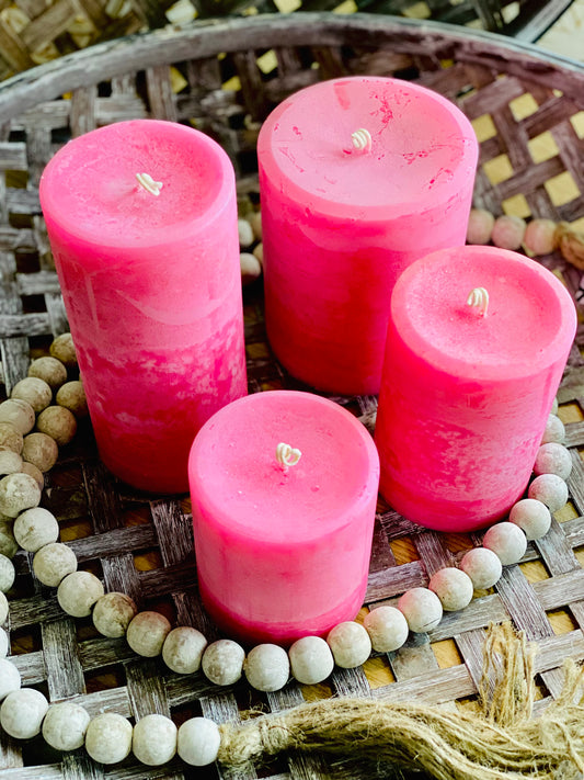 PEONY (tp)  (scented) Pillar Candles -  5 SIZES