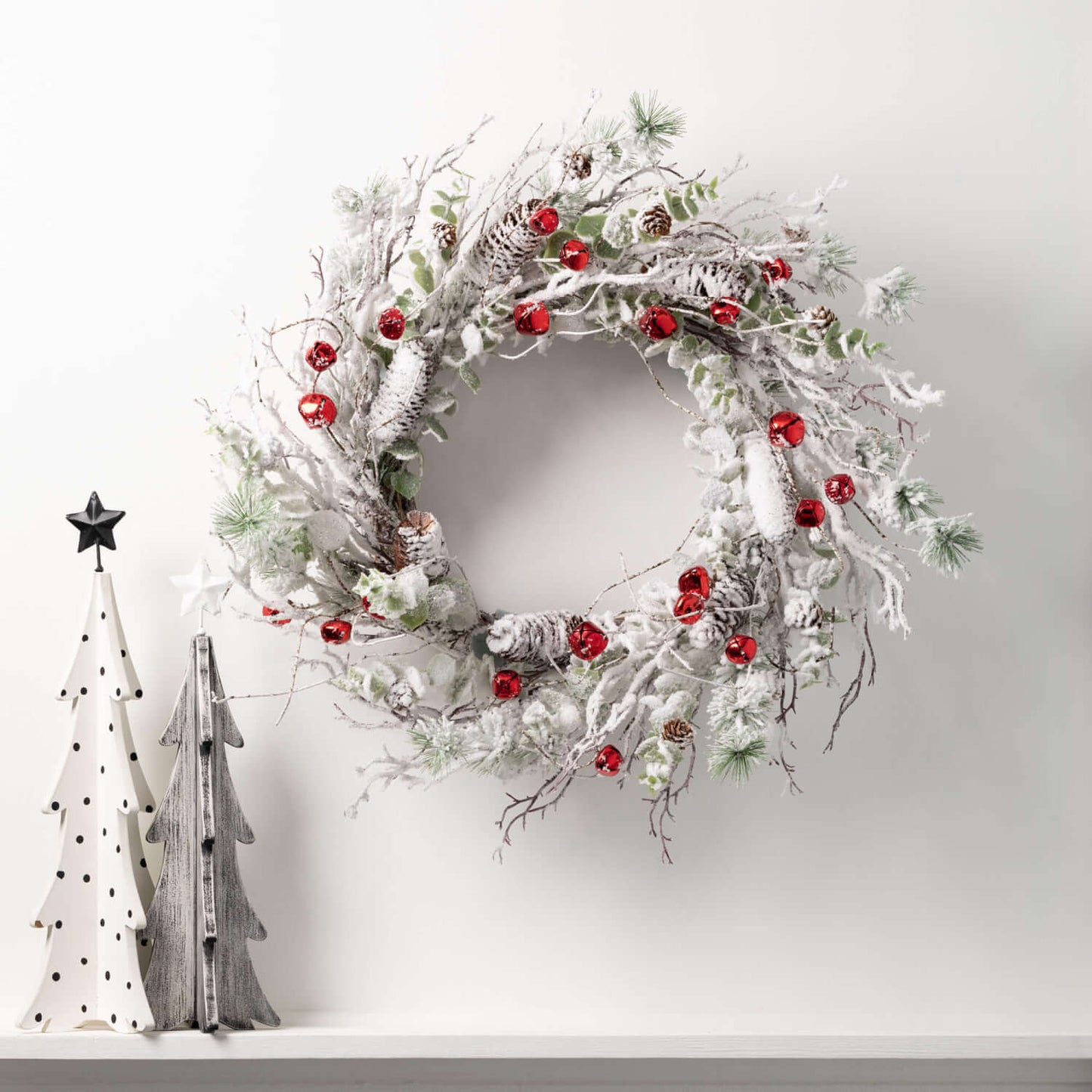 24" FLOCKED PINE BELL WREATH